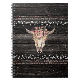 Cuaderno Calavera de Vaca Floral Rústica Boho Chic Glam Paí
