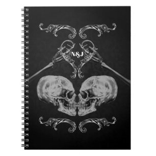 Cuaderno "Calavera enamorada" Esqueletos vintage negros