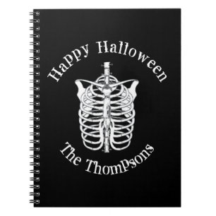 Cuaderno Calavera Espeluznante de Halloween en Rayos X Negr