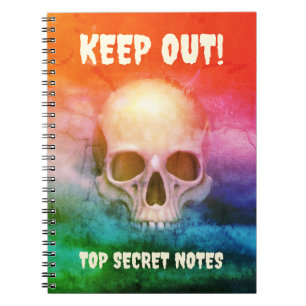 Cuaderno Calavera espeluznante. ¡Mantener fuera! Notas súpe