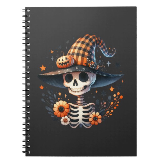 Cuaderno calavera esqueleto día de Halloween (Frente)