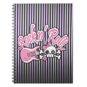 Cuaderno Calavera femenina de Rock n' Roll