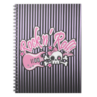 Cuaderno Calavera femenina de Rock n' Roll