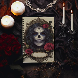 Cuaderno Calavera Femenina Gótica y Rosas