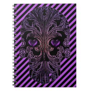 Cuaderno Calavera filigrana en tonos morados