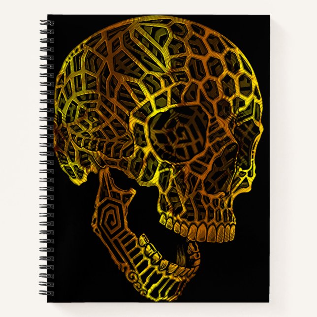 Cuaderno Calavera geométrica con patrones intrincados (Anverso)