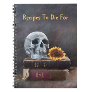Cuaderno Calavera gótica vintage libros receta de girasol a
