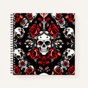 Cuaderno Calavera gótica y Rosas - Día de los muertos