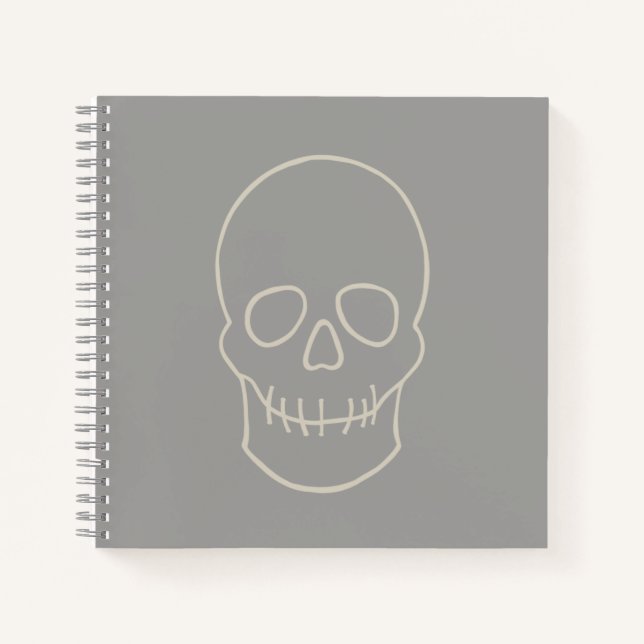 Cuaderno Calavera - Gris fantasma y blanco óseo (Anverso)