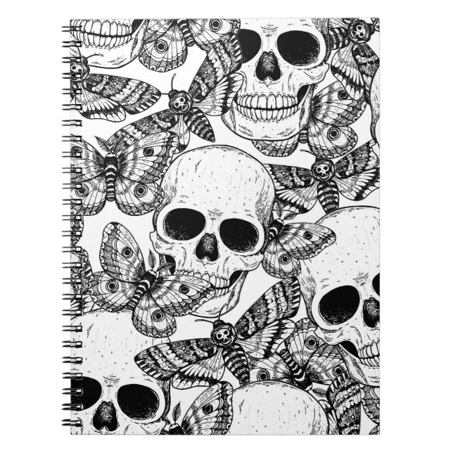 Cuaderno Calavera, mariposas: patrón de cosecha a mano (Frente)