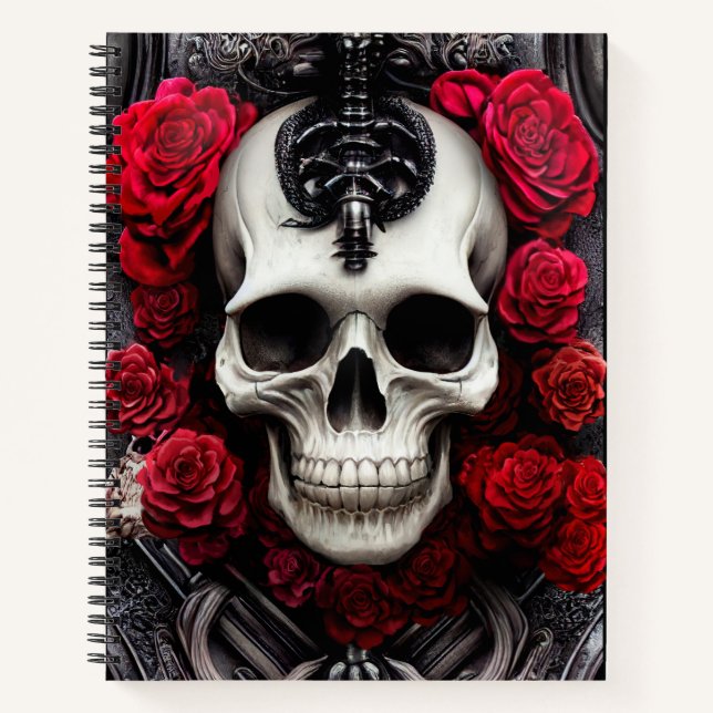 Cuaderno Calavera oscura y gótica y muria de Rosas (Anverso)