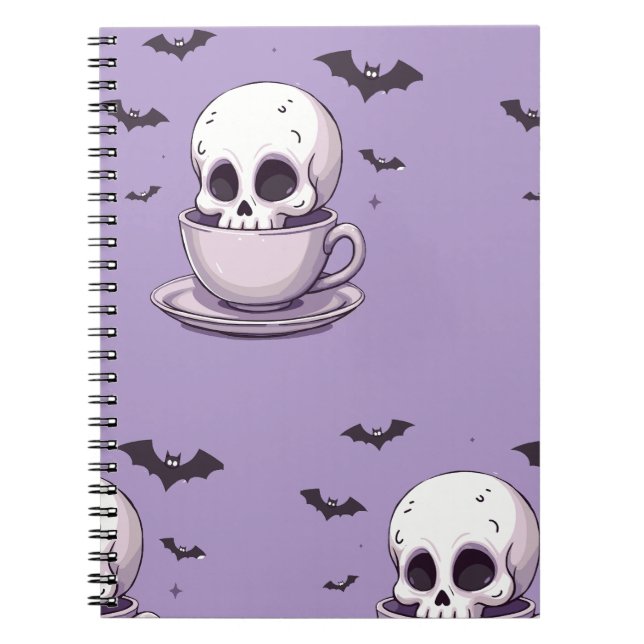 Cuaderno Calavera Pastel Goth en Taza de Té (Frente)