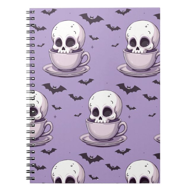 Cuaderno Calavera Pastel Goth en Taza de Té (Frente)