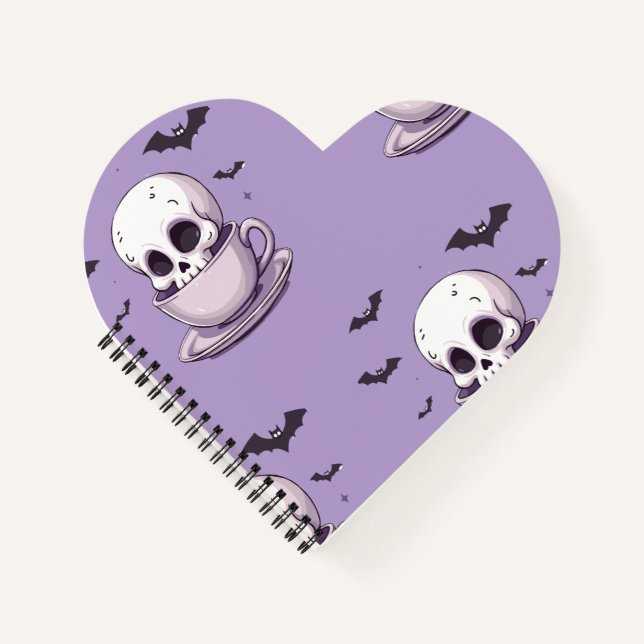 Cuaderno Calavera Pastel Goth en Taza de Té (Anverso)