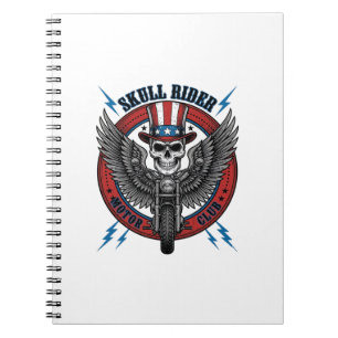 Cuaderno Calavera Patriótica Águila De Motocicleta Vintage