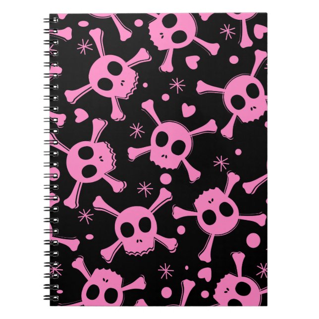 Cuaderno Calavera Pirata: Patrón de Corazones Femeninos (Frente)