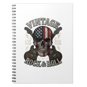 Cuaderno Calavera Rock Vintage Bandera Americana Guitarra R