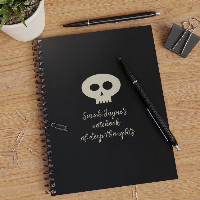 Cuaderno Calavera simple de pensamientos profundos portátil (💀 Put all of your deep thoughts in this notebook💀 Just add your name)