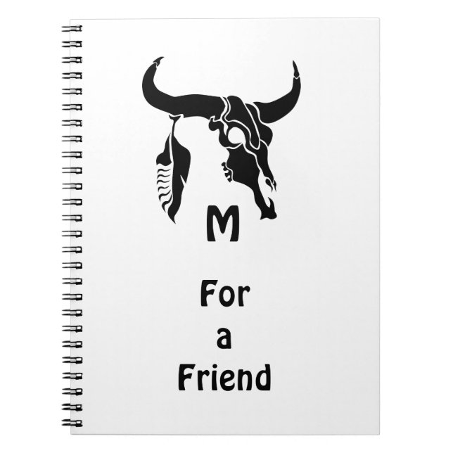 Cuaderno Calavera tribal de toro de Longhorn con piel negra (Frente)