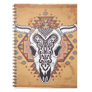 Cuaderno Calavera Tribal: Ilustracion Animal Vintage.