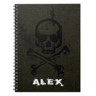 Cuaderno Calavera Vintage Grunge Verde Cruz de Huesos Hallo