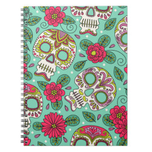 Cuaderno Calavera y flores. Fondo Sin Maravillas. da mexica