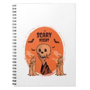 Cuaderno Calavera y murciélago de Halloween en una noche es