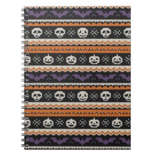 Cuaderno Calavera y murciélagos de Halloween, de estilo lis
