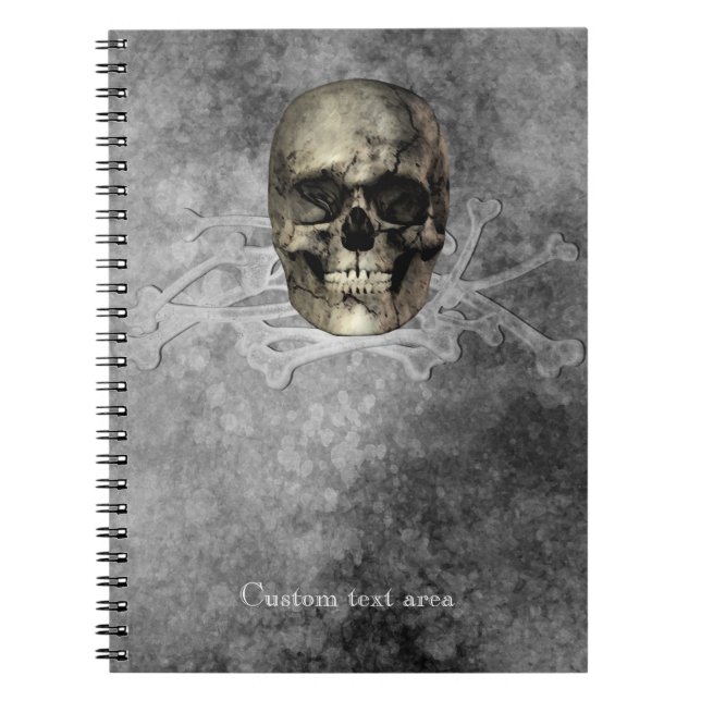Cuaderno Calavera y un montón de Huesos Halloween Gótico (Frente)