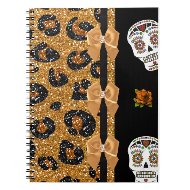 Cuaderno Calaveras de azúcar de la impresión del leopardo d (Frente)