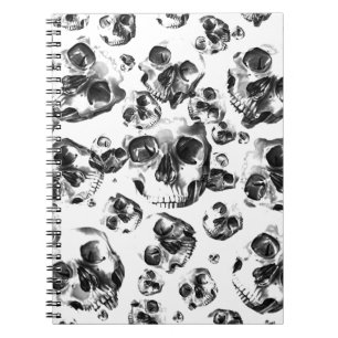 Cuaderno Calaveras de cráneos en negro y blanco patrón de a