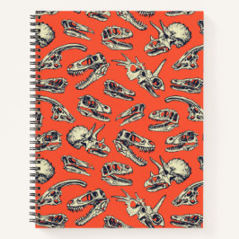 Cuaderno Calaveras de dinosaurios de naranja y marina