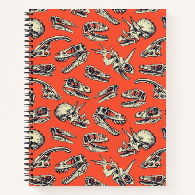 Cuaderno Calaveras de dinosaurios de naranja y marina (Anverso)