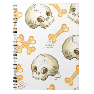 Cuaderno Calaveras espeluznantes y huesos Patrón de Hallowe