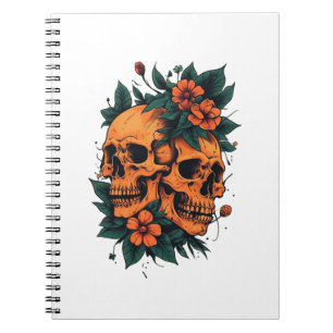Cuaderno Calaveras Gemelas Floral Gótico