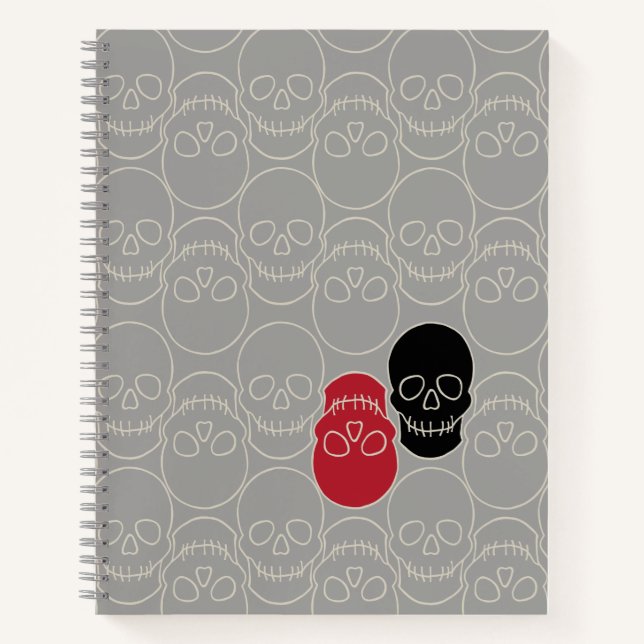 Cuaderno Calaveras - Gris fantasma y blanco óseo (Anverso)