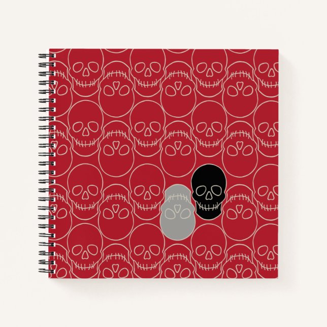 Cuaderno Calaveras - Rojo en sangre y blanco óseo (Anverso)
