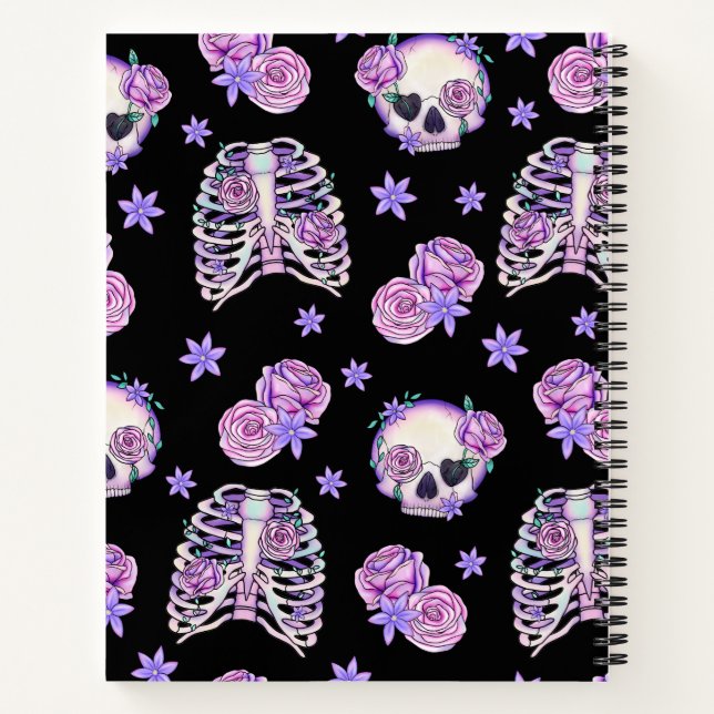 Cuaderno calaveras y huesos negros (Reverso)