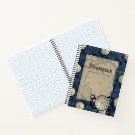 Cuaderno Calaveras y relojes góticos azules de vapor