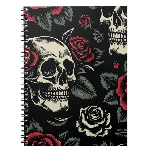 Cuaderno Calaveras y Rosas Góticas Florales  (Frente)