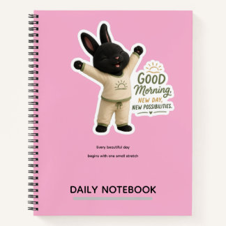 Cuaderno Calcomanía de conejo Rex negro lindo estiramiento