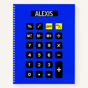 Cuaderno Calculadora azul con nombre