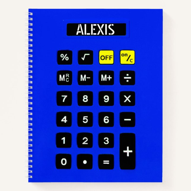 Cuaderno Calculadora azul con nombre (Anverso)