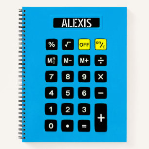 Cuaderno Calculadora azul con nombre