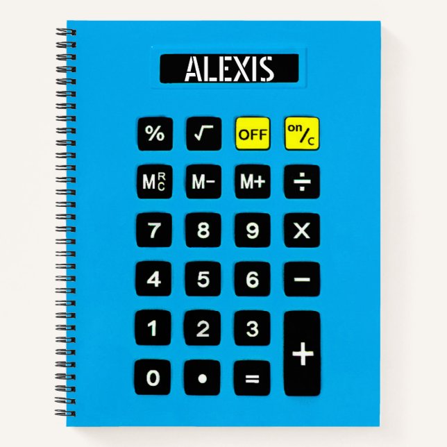 Cuaderno Calculadora azul con nombre (Anverso)