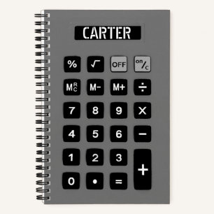 Cuaderno Calculadora gris con nombre