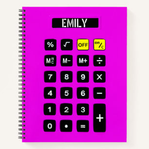Cuaderno Calculadora Neon Pink con nombre