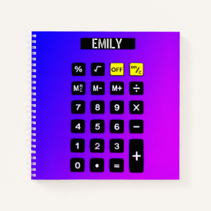 Cuaderno Calculadora Neon Púrpura y Rosa con nombre
