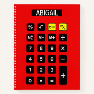 Cuaderno Calculadora roja con nombre