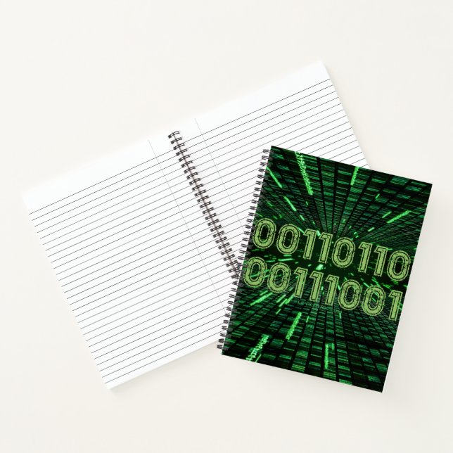 Cuaderno Cálculo verde vibrante del código binario 69 de Sl (Interior)
